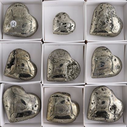 Pyrite Hearts Set of 12 - Expert Wholesale and Supplier of Wholesale Crystals & Bulk Gemstones, ["Hearts","Peru","Pyrite"]