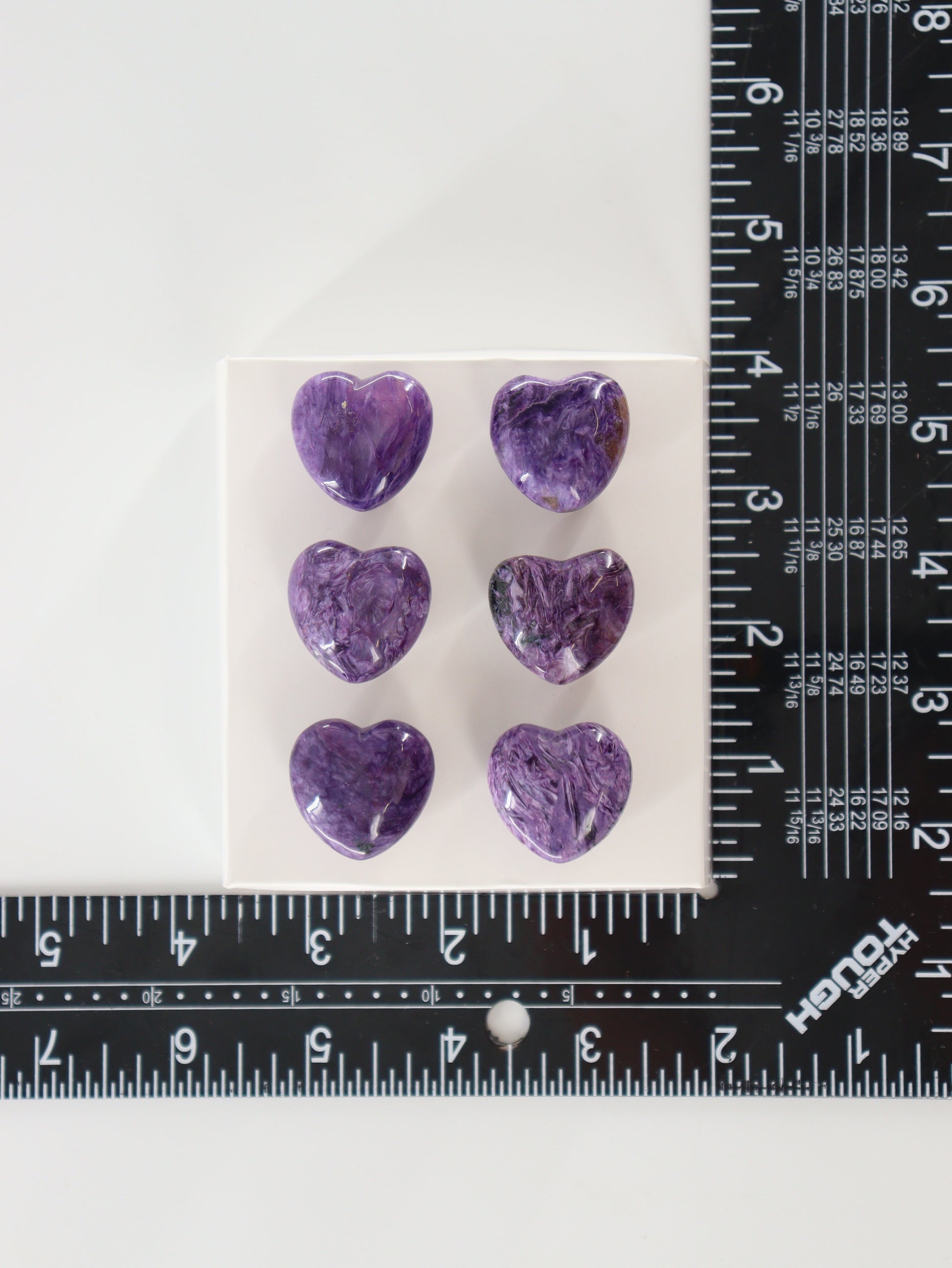 Charoite Hearts Set of 6 - Expert Supplier of Wholesale Crystals & Bulk Gemstones