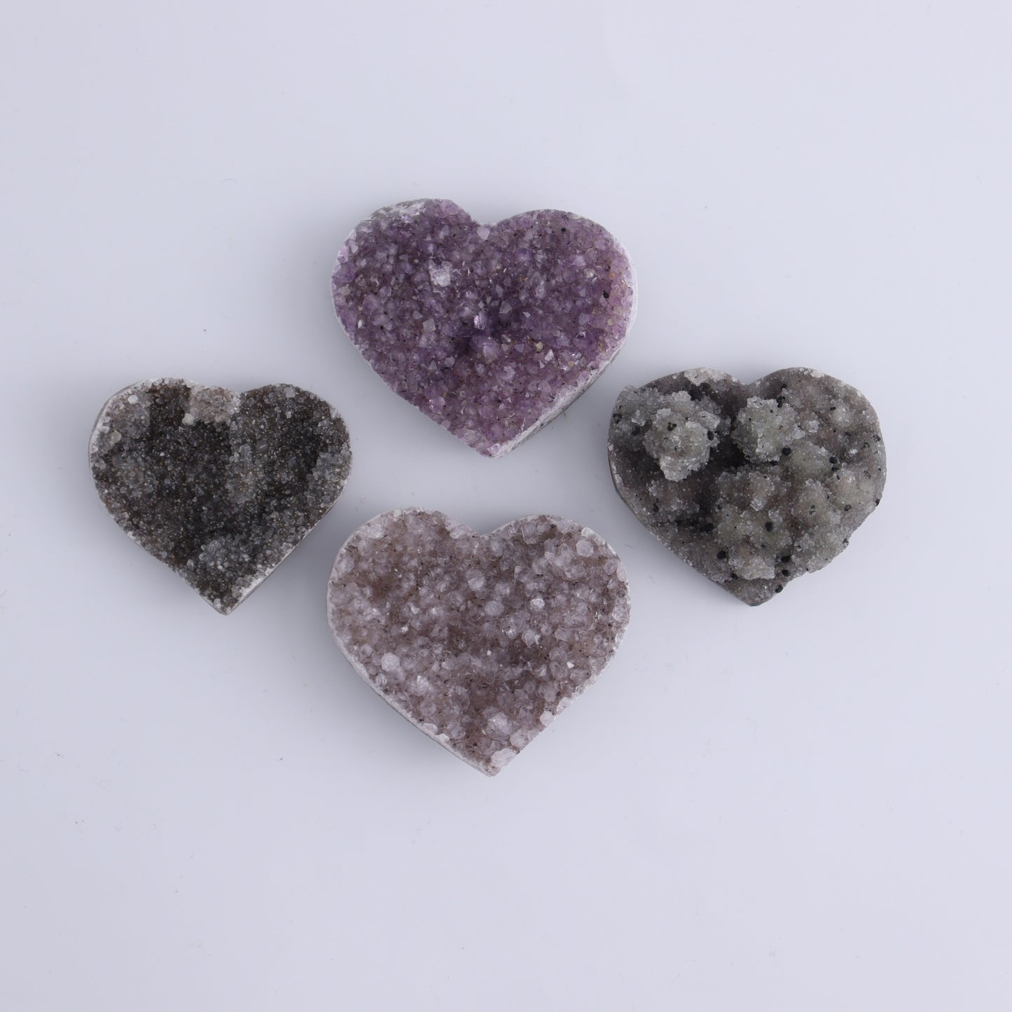 Amethyst Hearts Set of 8 - Expert Wholesale and Supplier of Wholesale Crystals & Bulk Gemstones, ["Amethyst","Hearts","Uruguay"]