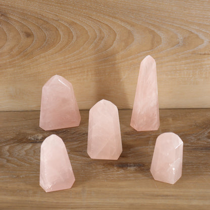 Rose Quartz Towers Set of 5 - Expert Supplier of Wholesale Crystals & Bulk Gemstones