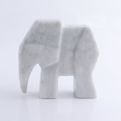 One White Marble Elephant Statue