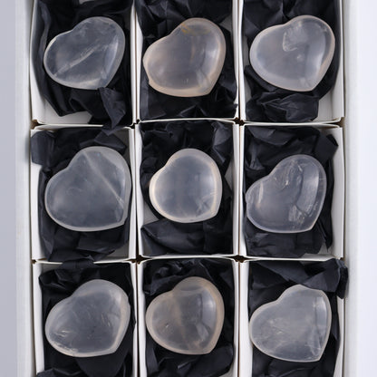 Girasol Quartz Hearts Set of 9 - Expert Wholesale and Supplier of Wholesale Crystals & Bulk Gemstones, ["Girasol","Girasol Quartz","Hearts","Quartz"]