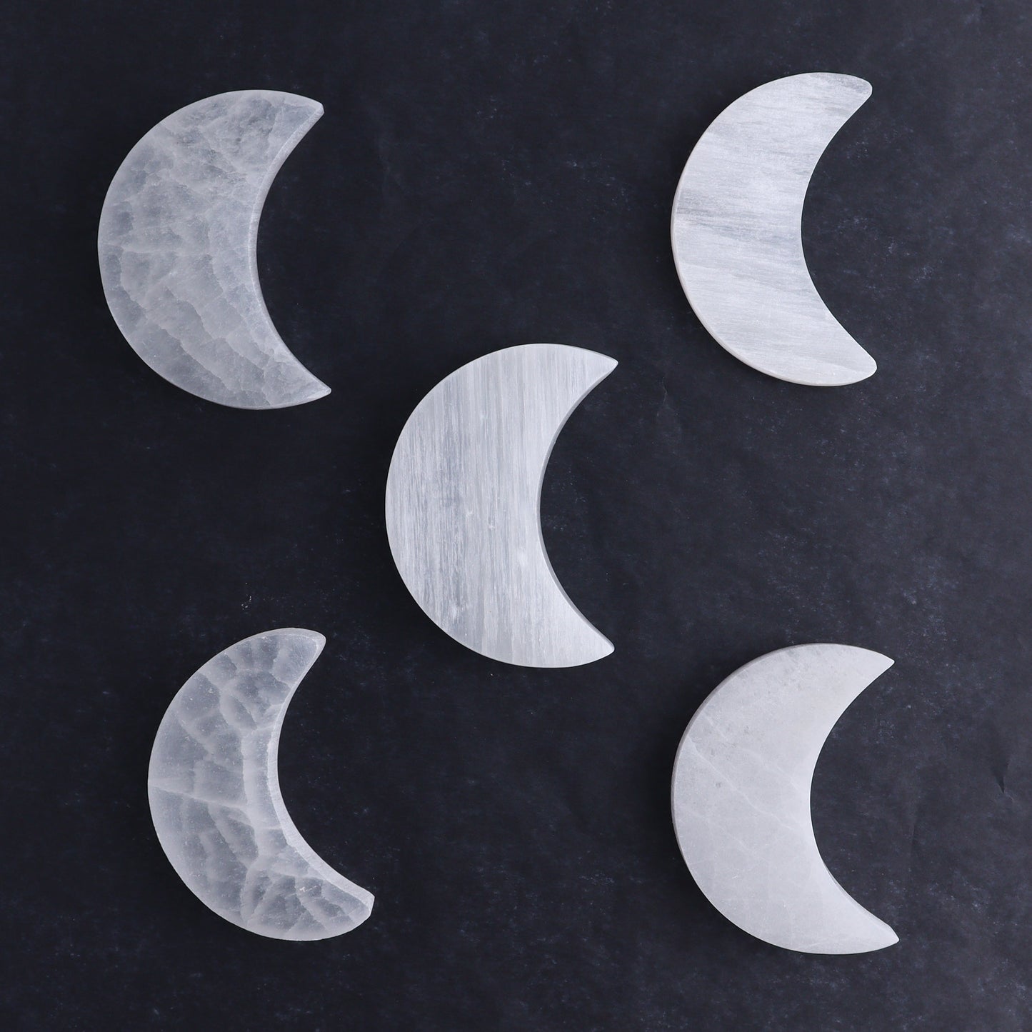 One Selenite (Satin Spar) Flat Moon - Expert Wholesale and Supplier of Wholesale Crystals & Bulk Gemstones, ["close_30","moons","Morocco","Selenite"]