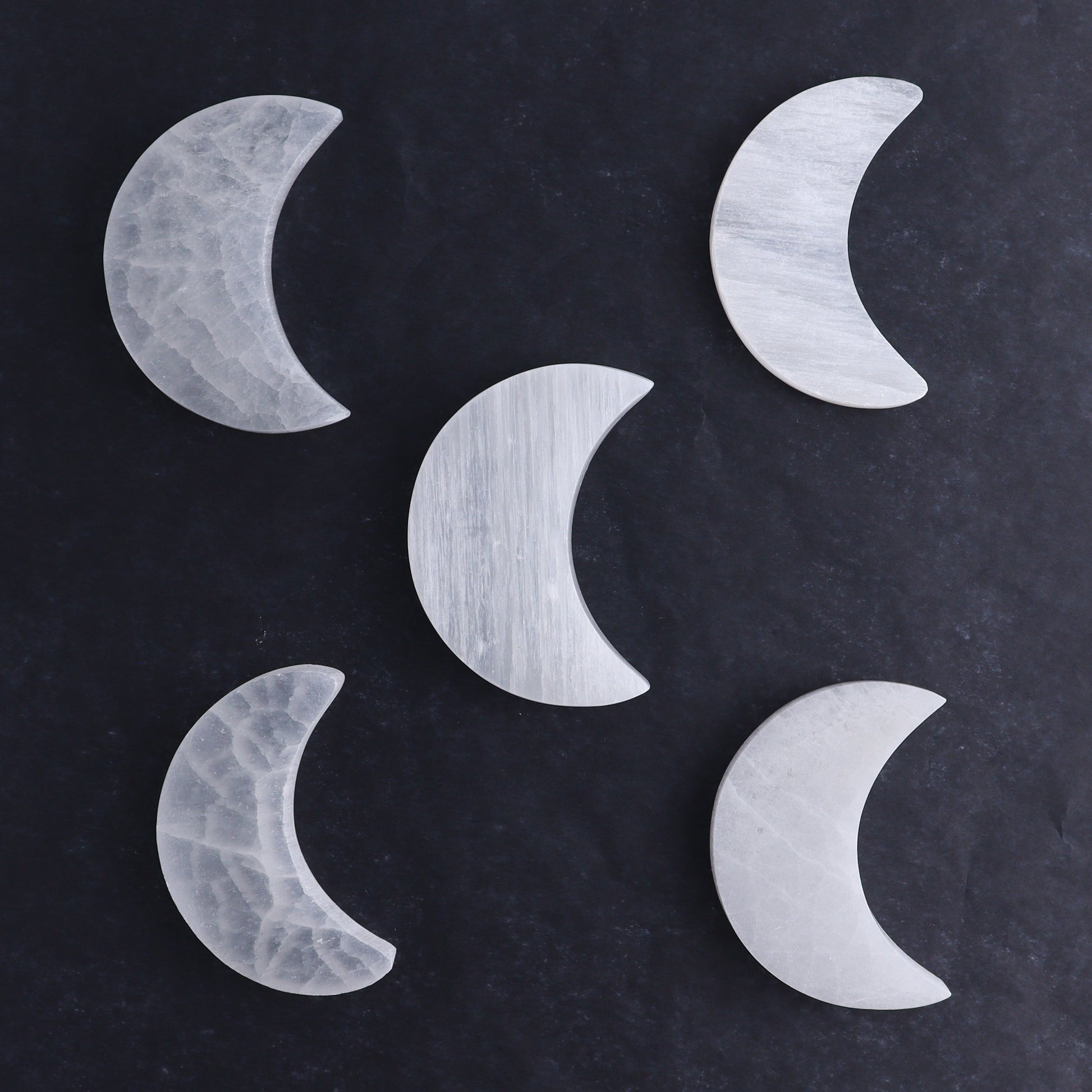 One Selenite (Satin Spar) Flat Moon - Expert Wholesale and Supplier of Wholesale Crystals & Bulk Gemstones, ["close_30","moons","Morocco","Selenite"]