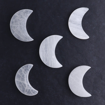 One Selenite (Satin Spar) Flat Moon - Expert Wholesale and Supplier of Wholesale Crystals & Bulk Gemstones, ["close_30","moons","Morocco","Selenite"]
