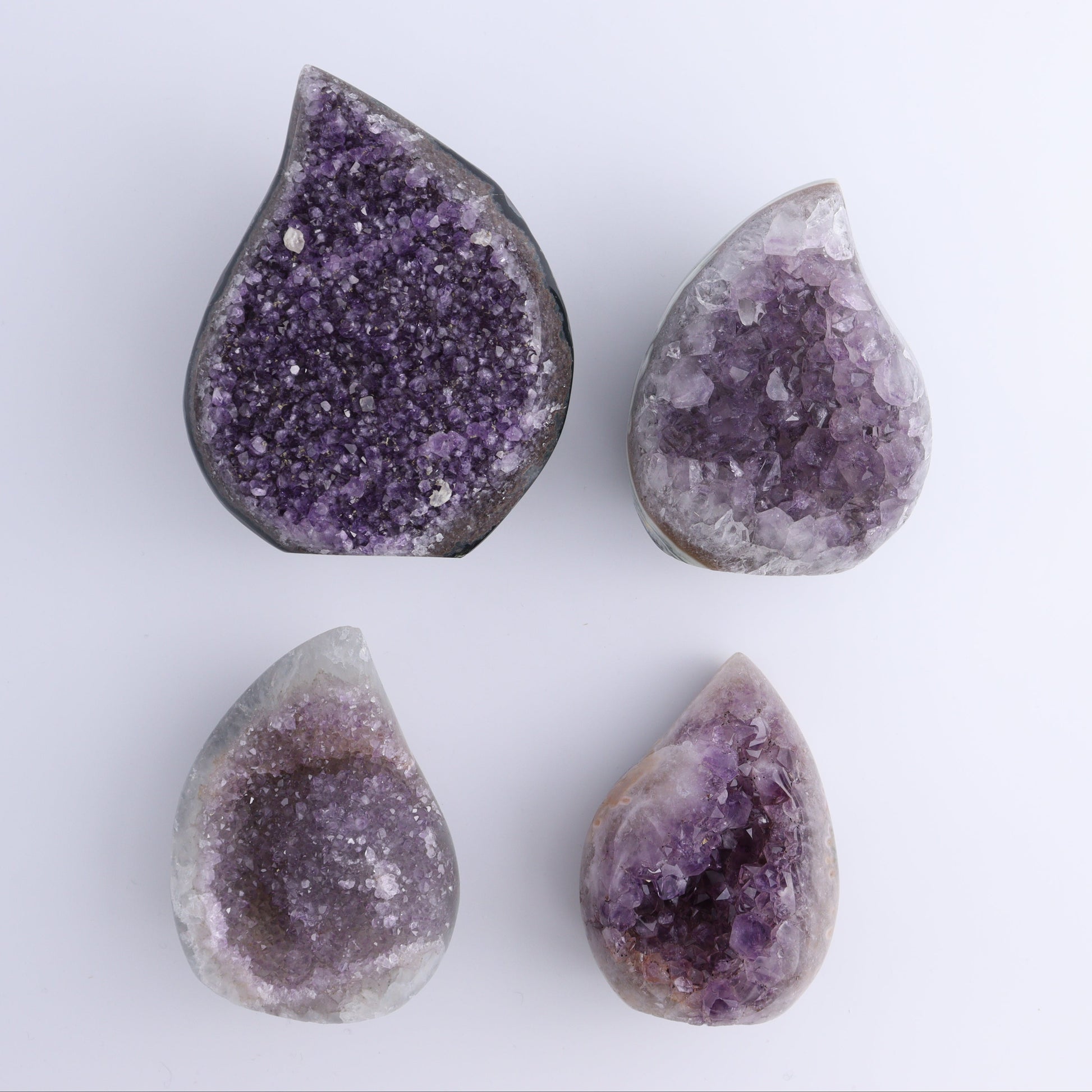 Uruguay Druzy Amethyst Flames Set of 4 - Expert Wholesale and Supplier of Wholesale Crystals & Bulk Gemstones, ["Amethyst","flames","Uruguay"]