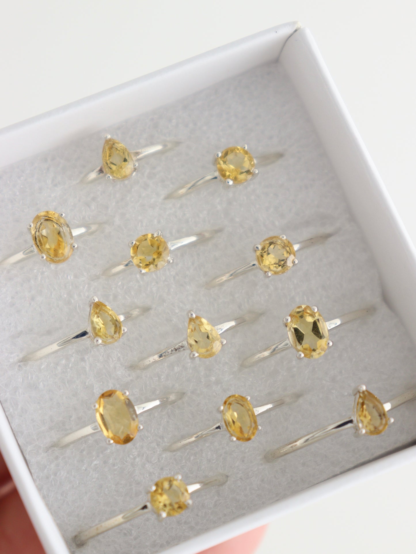 Sterling Silver Citrine Rings Set of 12