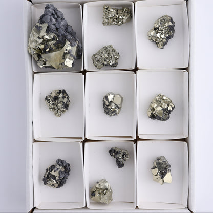 Octahedral Pyrite Clusters Set of 11 - Expert Wholesale and Supplier of Wholesale Crystals & Bulk Gemstones, ["Clusters","Octahedral Pyrite","Peru","Pyrite"]