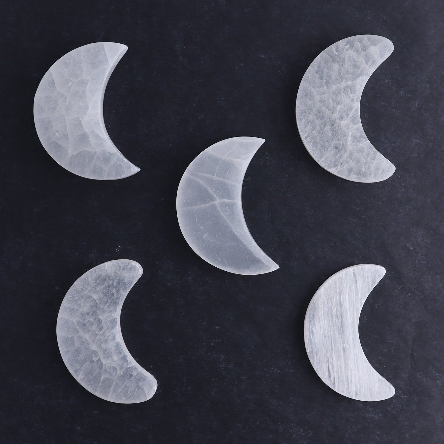 One Selenite (Satin Spar) Flat Moon - Expert Wholesale and Supplier of Wholesale Crystals & Bulk Gemstones, ["close_30","moons","Morocco","Selenite"]