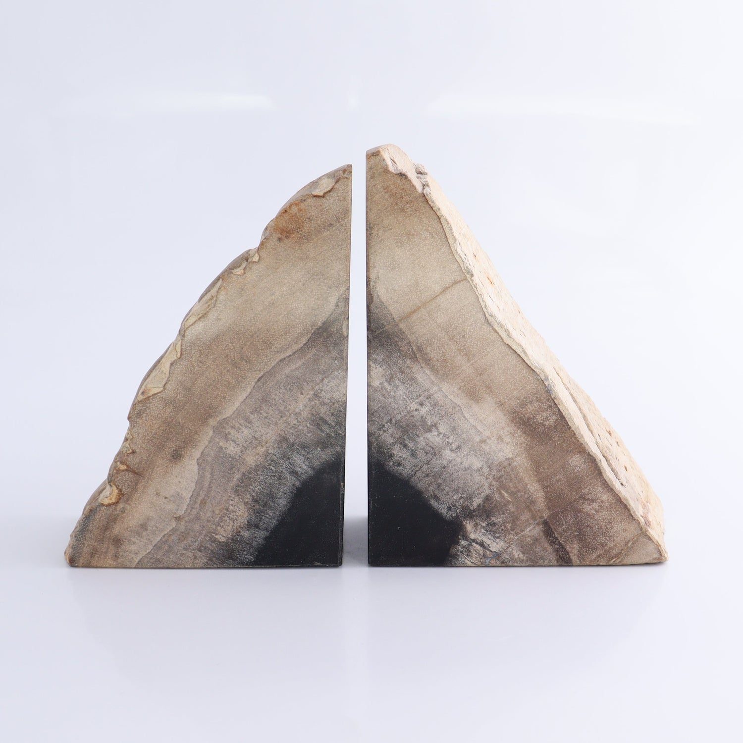 One Pair of Black Petrified Wood Bookends - Expert Wholesale and Supplier of Wholesale Crystals & Bulk Gemstones, ["Bookends","Indonesia","Petrified Wood"]