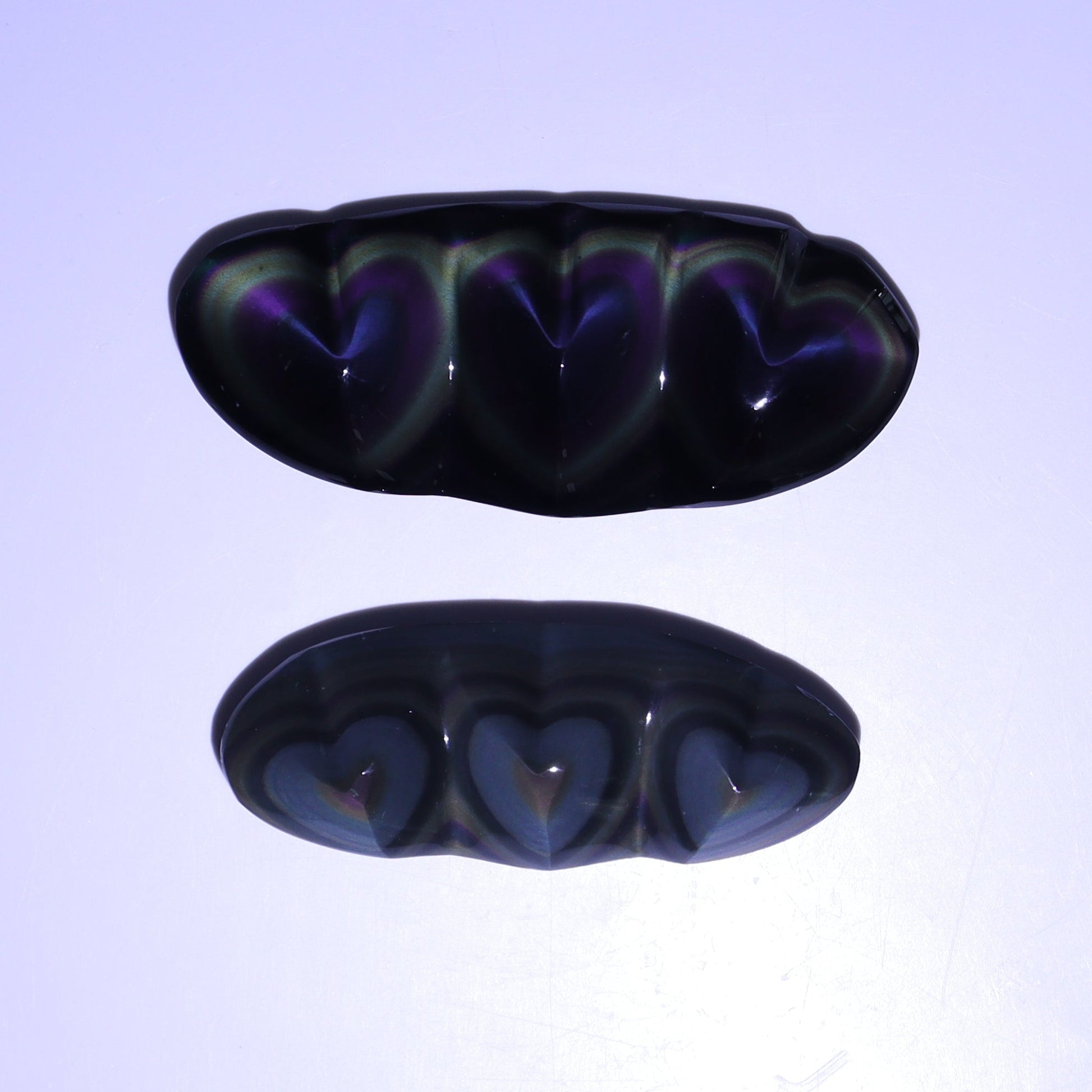 Rainbow Obsidian Heart Set of 2 - Expert Wholesale and Supplier of Wholesale Crystals & Bulk Gemstones, ["Hearts","Mexico","Obsidian","Rainbow Obsidian"]
