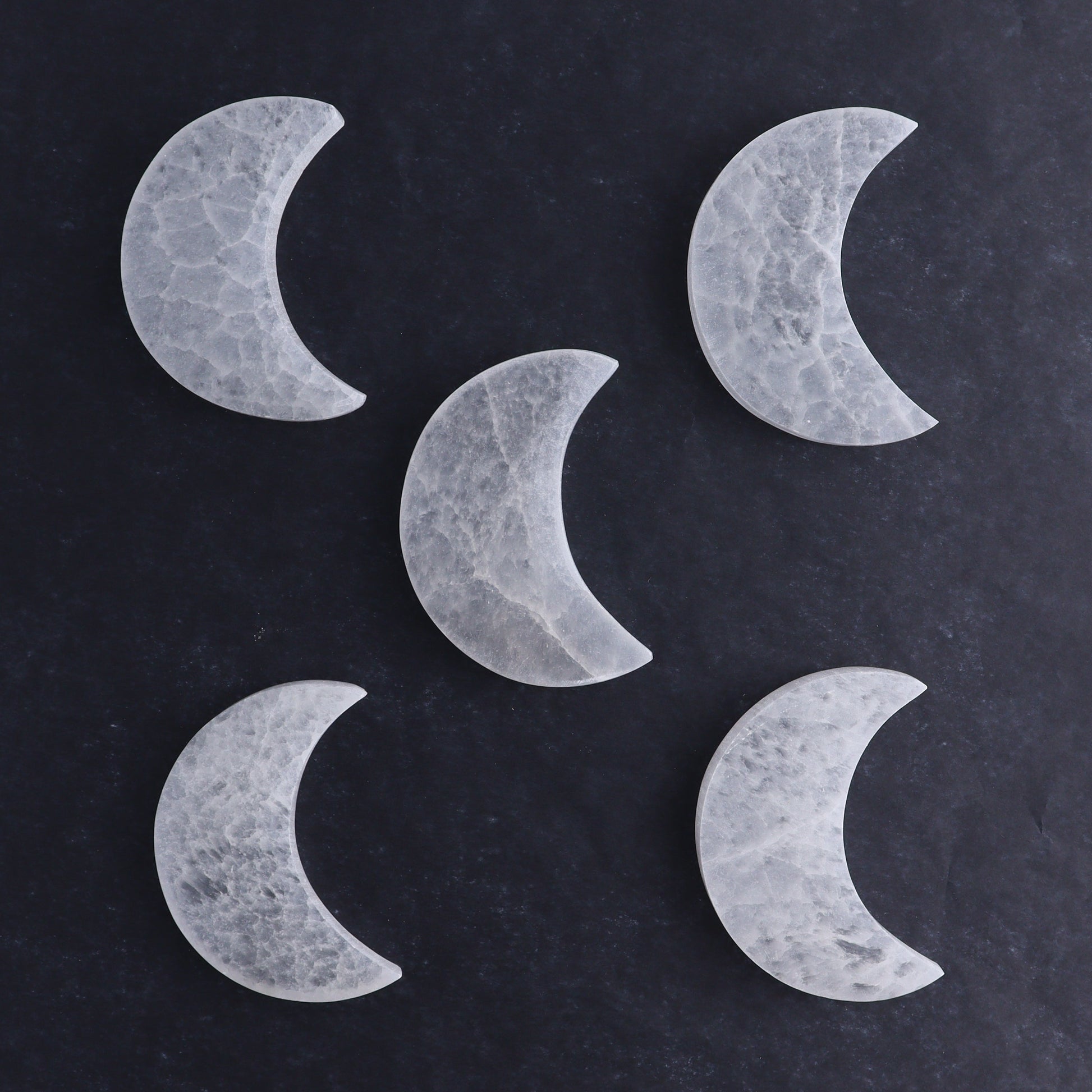 One Selenite (Satin Spar) Flat Moon - Expert Wholesale and Supplier of Wholesale Crystals & Bulk Gemstones, ["close_30","moons","Morocco","Selenite"]
