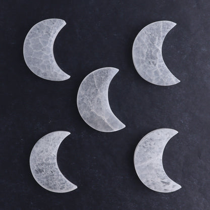 One Selenite (Satin Spar) Flat Moon - Expert Wholesale and Supplier of Wholesale Crystals & Bulk Gemstones, ["close_30","moons","Morocco","Selenite"]