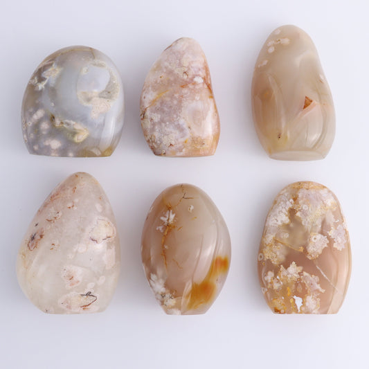 Flower Agate Freeforms Set of 6 - Expert Wholesale and Supplier of Wholesale Crystals & Bulk Gemstones, ["Flower Agate","Freeforms","Madagascar"]