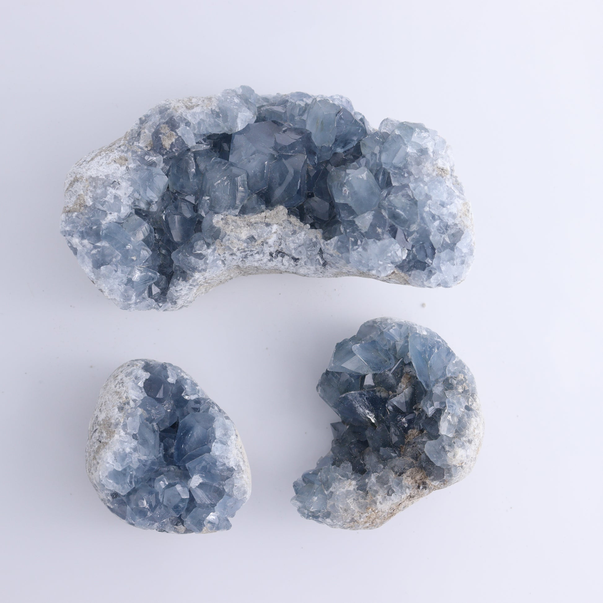 Celestite Set of 3 - Expert Wholesale and Supplier of Wholesale Crystals & Bulk Gemstones, ["Celestite","Freeform","Madagascar"]