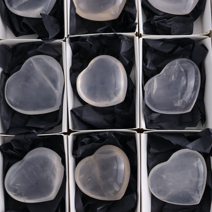Girasol Quartz Hearts Set of 9 - Expert Wholesale and Supplier of Wholesale Crystals & Bulk Gemstones, ["Girasol","Girasol Quartz","Hearts","Quartz"]