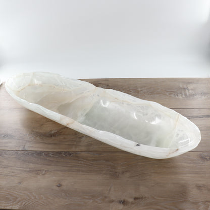 Mexican Onyx/Calcite Canoe Bowl 32"