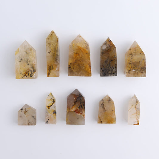 Dendritic Golden Healer Quartz Towers Set of 10