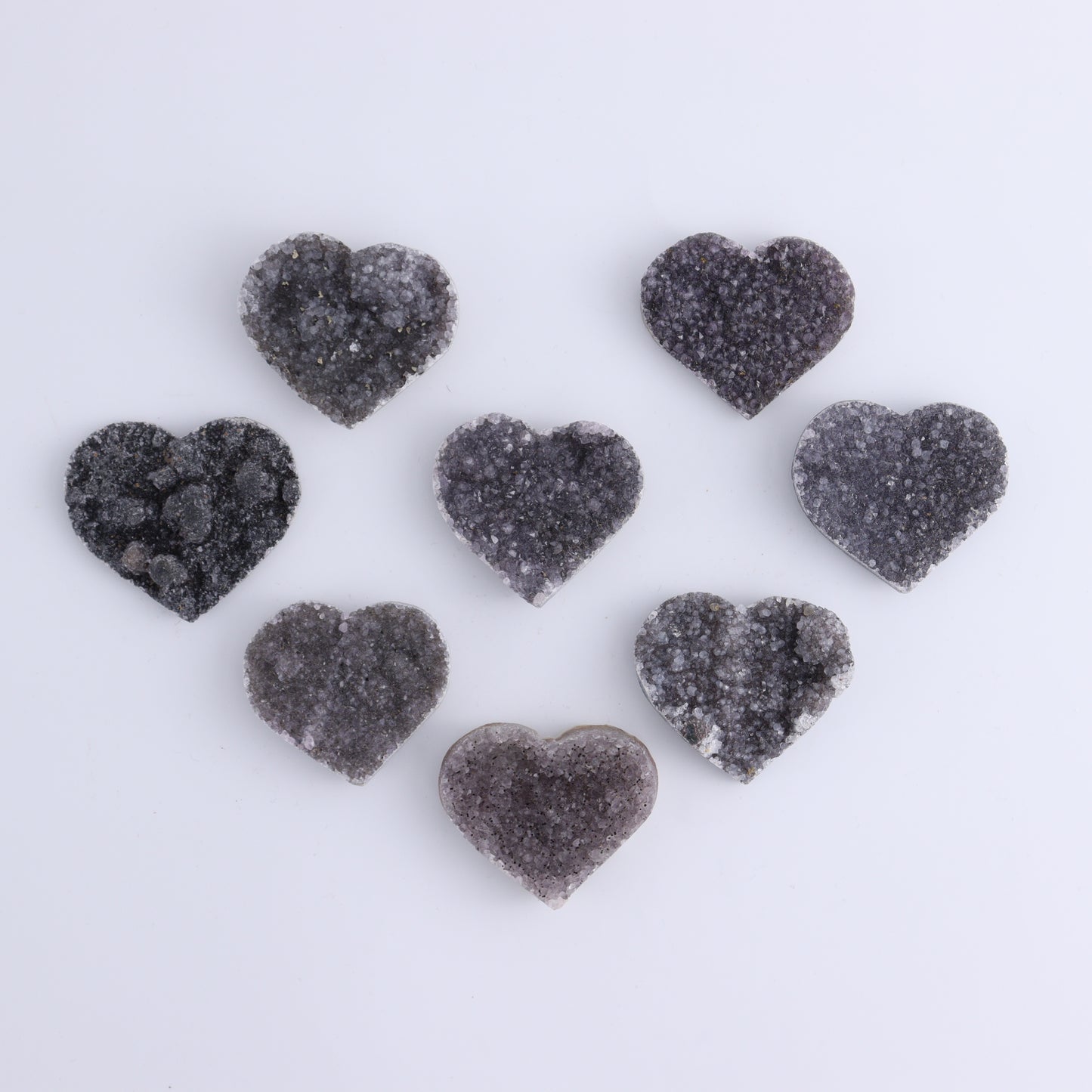 Amethyst Hearts Set of 8 - Expert Wholesale and Supplier of Wholesale Crystals & Bulk Gemstones, ["Amethyst","Hearts","Uruguay"]