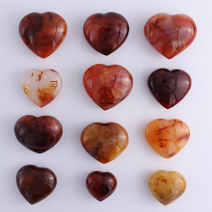 Carnelian Hearts Set of 12 - Expert Wholesale and Supplier of Wholesale Crystals & Bulk Gemstones, ["carnelian","Hearts","Madagascar"]
