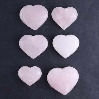 Pink Mangano Calcite Hearts Set of 6 - Expert Wholesale and Supplier of Wholesale Crystals & Bulk Gemstones, ["Calcite","Hearts","Madagascar","Pink Calcite"]