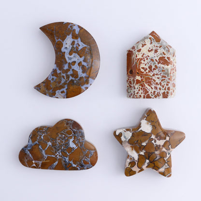 Brecciated Jasper Moons, Stars, Clouds, and Towers Set of 12 - Expert Wholesale and Supplier of Wholesale Crystals & Bulk Gemstones, ["Brecciated Jasper","Clouds","Indonesia","moons","stars","Towers"]