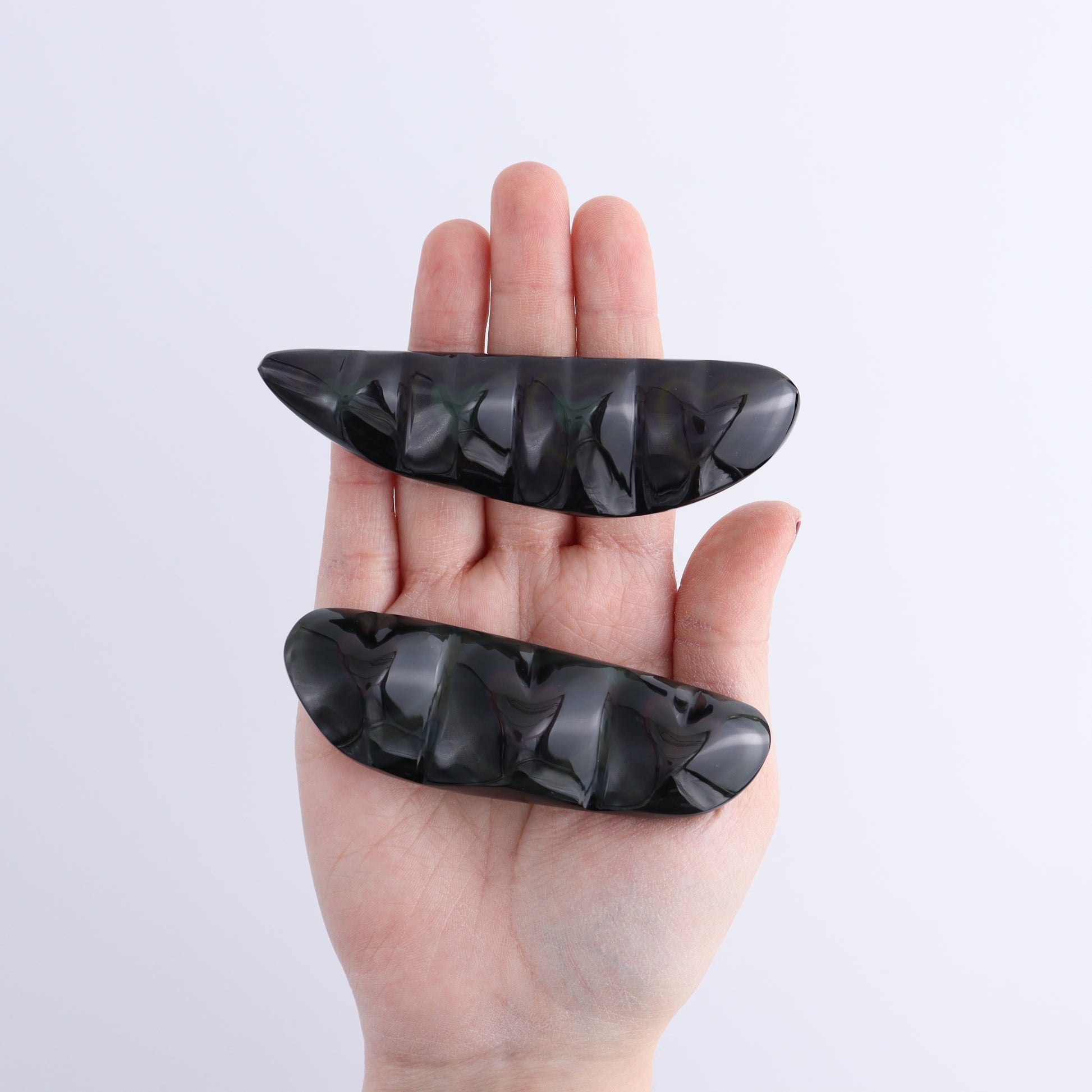 Rainbow Obsidian Heart Set of 2 - Expert Wholesale and Supplier of Wholesale Crystals & Bulk Gemstones, ["Hearts","Mexico","Obsidian","Rainbow Obsidian"]