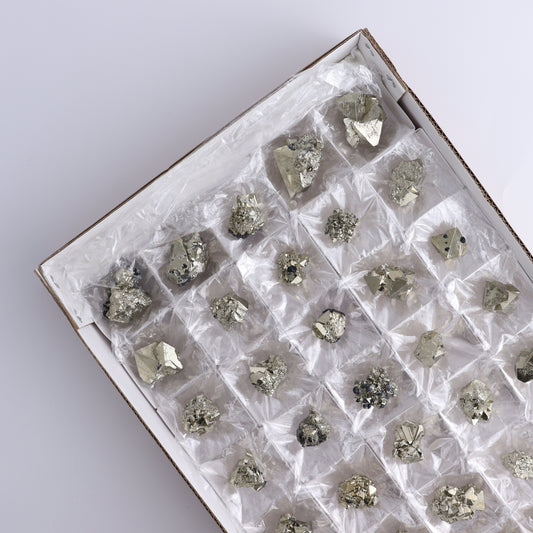 Octahedral Pyrite Clusters Set of 35 - Expert Wholesale and Supplier of Wholesale Crystals & Bulk Gemstones, ["Clusters","Octahedral Pyrite","Peru","Pyrite"]