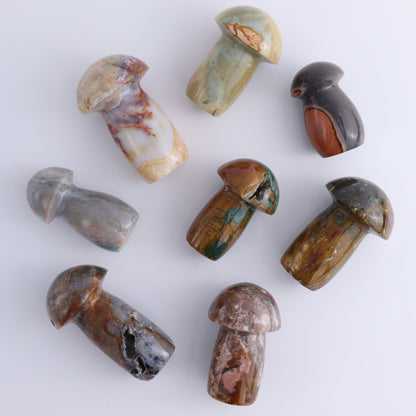 Ocean Jasper Mushrooms Set of 8 - Expert Wholesale and Supplier of Wholesale Crystals & Bulk Gemstones, ["jasper","Madagascar","Mushrooms","Ocean Jasper"]
