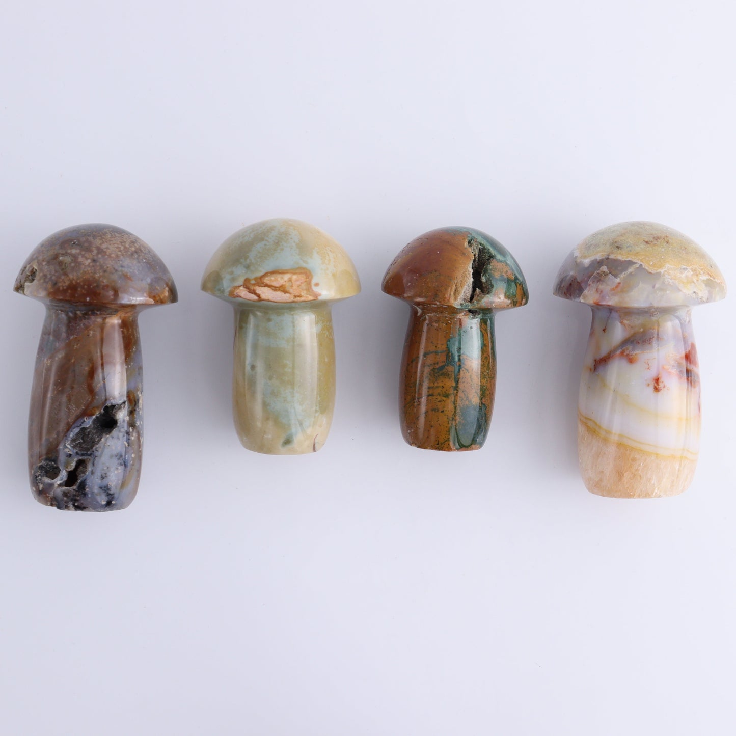 Ocean Jasper Mushrooms Set of 8 - Expert Wholesale and Supplier of Wholesale Crystals & Bulk Gemstones, ["jasper","Madagascar","Mushrooms","Ocean Jasper"]