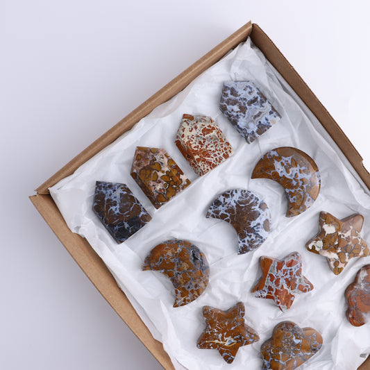 Brecciated Jasper Moons, Stars, Clouds, and Towers Set of 12