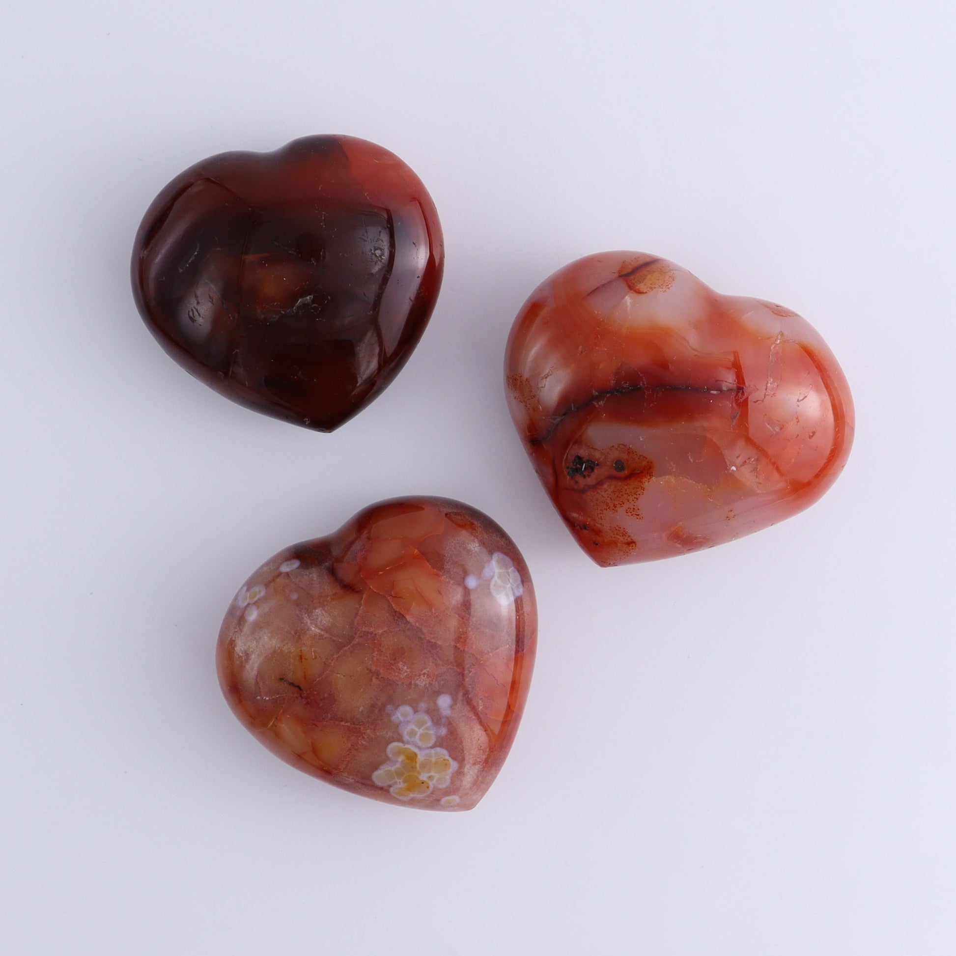 Carnelian Hearts Set of 12 - Expert Wholesale and Supplier of Wholesale Crystals & Bulk Gemstones, ["carnelian","Hearts","Madagascar"]