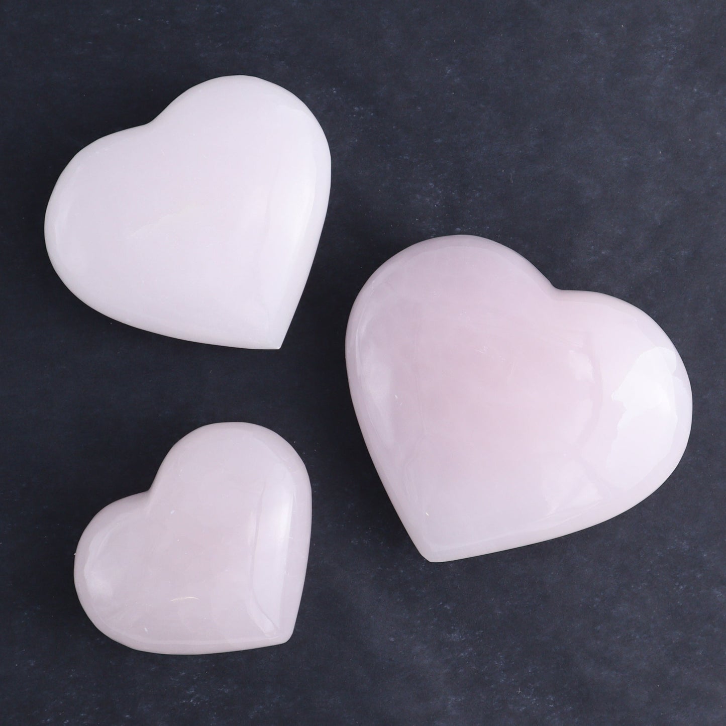 Pink Mangano Calcite Hearts Set of 6 - Expert Wholesale and Supplier of Wholesale Crystals & Bulk Gemstones, ["Calcite","Hearts","Madagascar","Pink Calcite"]