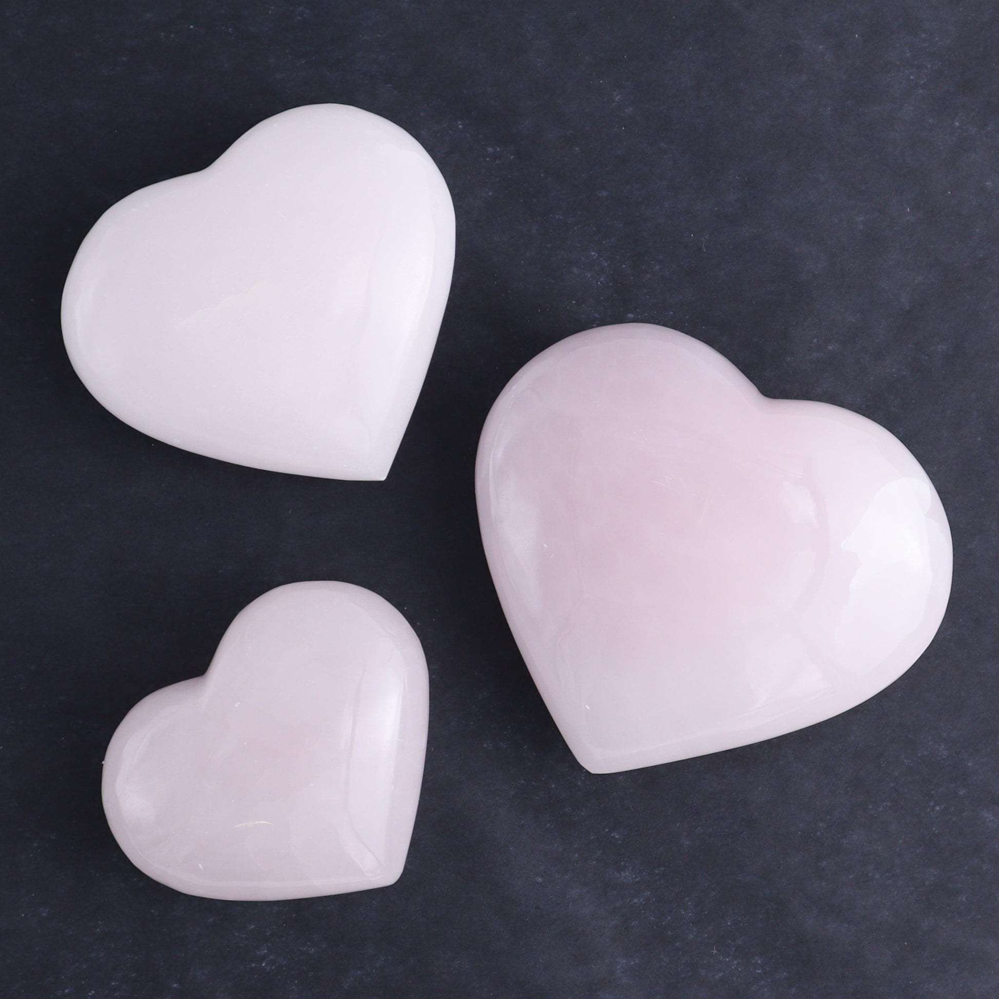 Pink Mangano Calcite Hearts Set of 6 - Expert Wholesale and Supplier of Wholesale Crystals & Bulk Gemstones, ["Calcite","Hearts","Madagascar","Pink Calcite"]