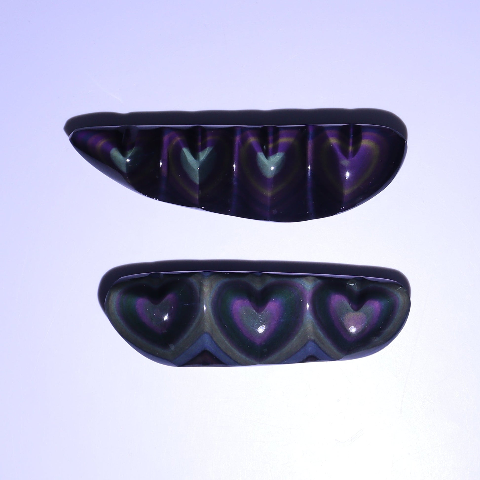 Rainbow Obsidian Heart Set of 2 - Expert Wholesale and Supplier of Wholesale Crystals & Bulk Gemstones, ["Hearts","Mexico","Obsidian","Rainbow Obsidian"]