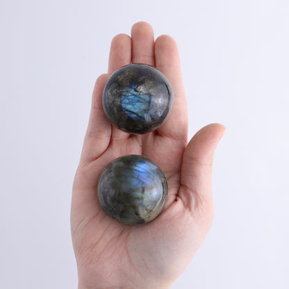Labradorite Spheres Flat of 24 - Expert Wholesale and Supplier of Wholesale Crystals & Bulk Gemstones, ["Labradorite","Madagascar","Spheres"]