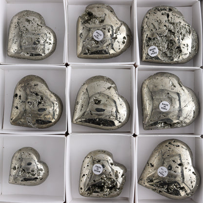 Pyrite Hearts Set of 12 - Expert Wholesale and Supplier of Wholesale Crystals & Bulk Gemstones, ["Hearts","Peru","Pyrite"]