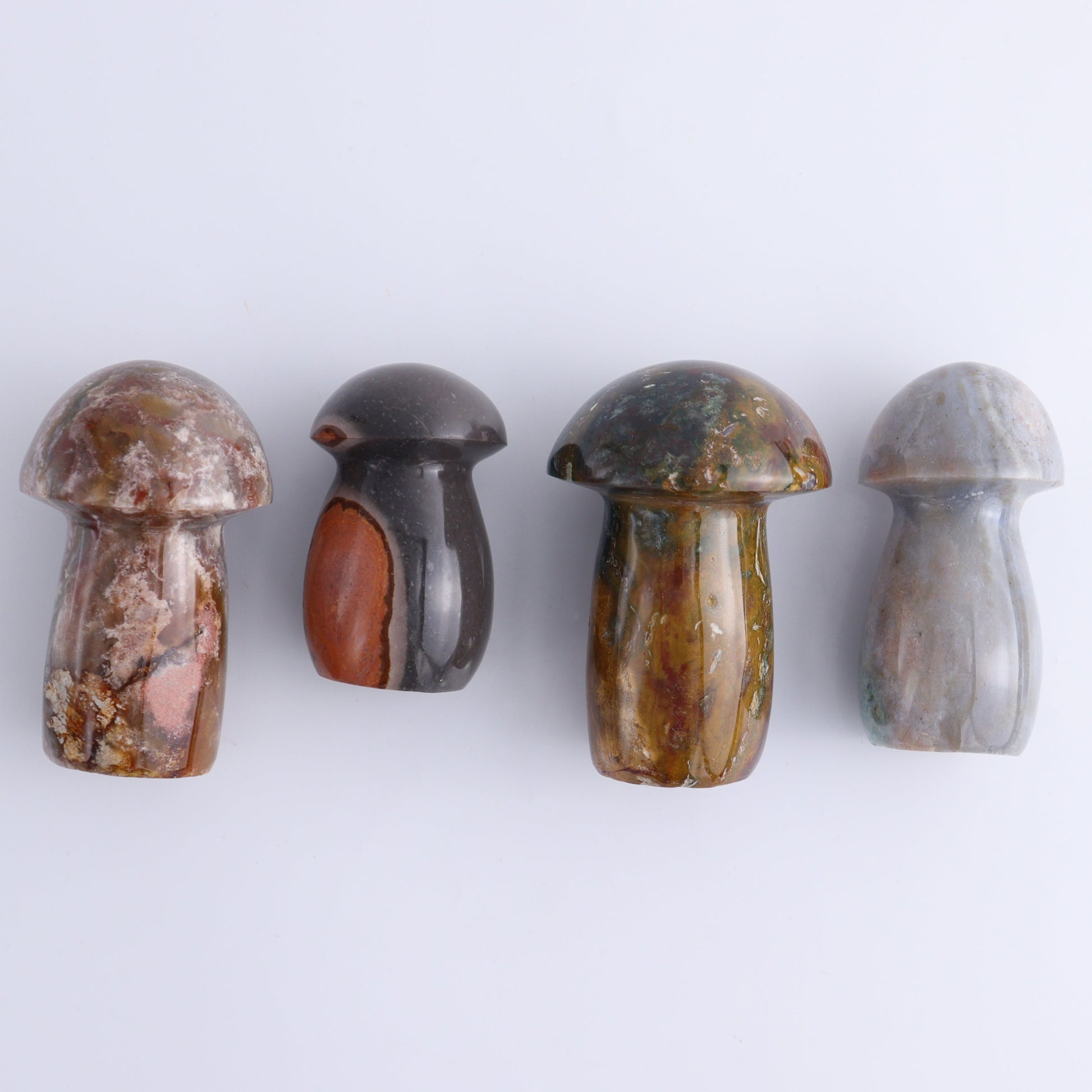 Ocean Jasper Mushrooms Set of 8 - Expert Wholesale and Supplier of Wholesale Crystals & Bulk Gemstones, ["jasper","Madagascar","Mushrooms","Ocean Jasper"]