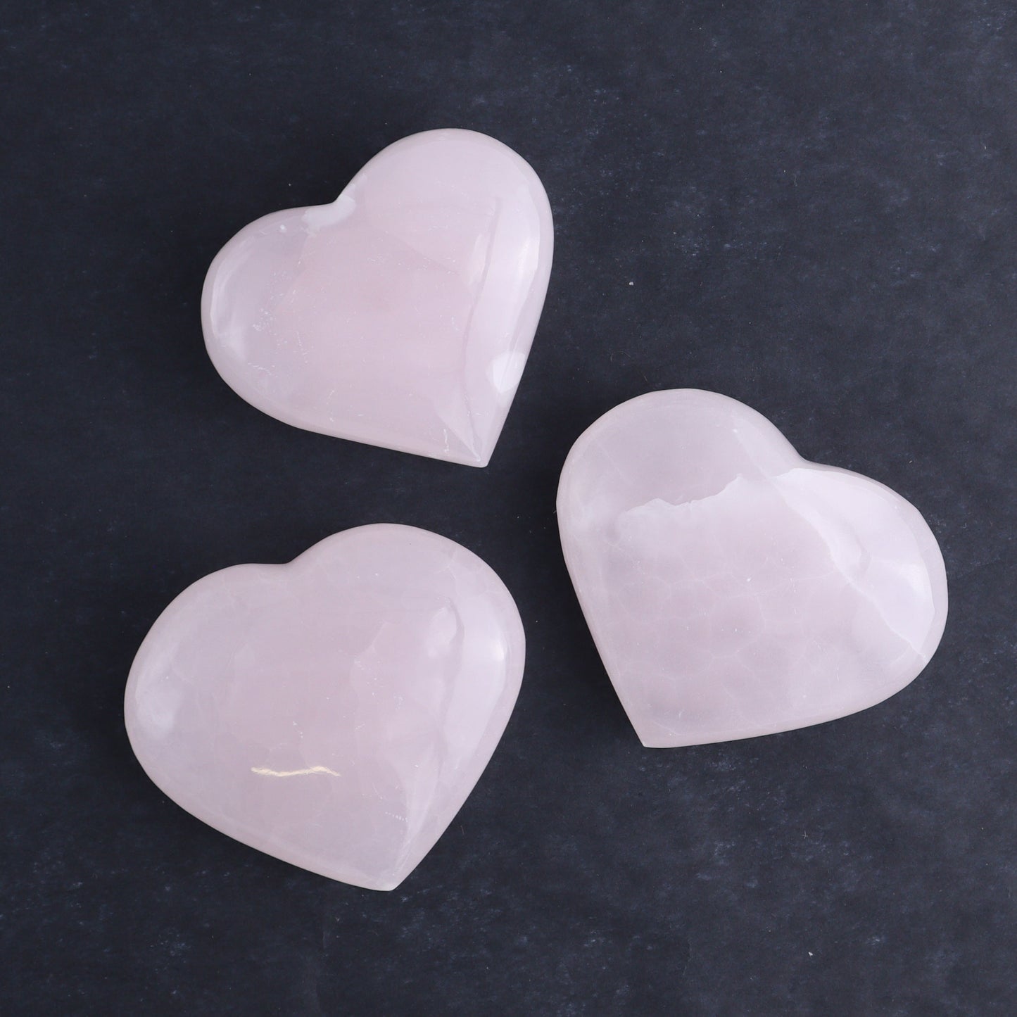 Pink Mangano Calcite Hearts Set of 6 - Expert Wholesale and Supplier of Wholesale Crystals & Bulk Gemstones, ["Calcite","Hearts","Madagascar","Pink Calcite"]