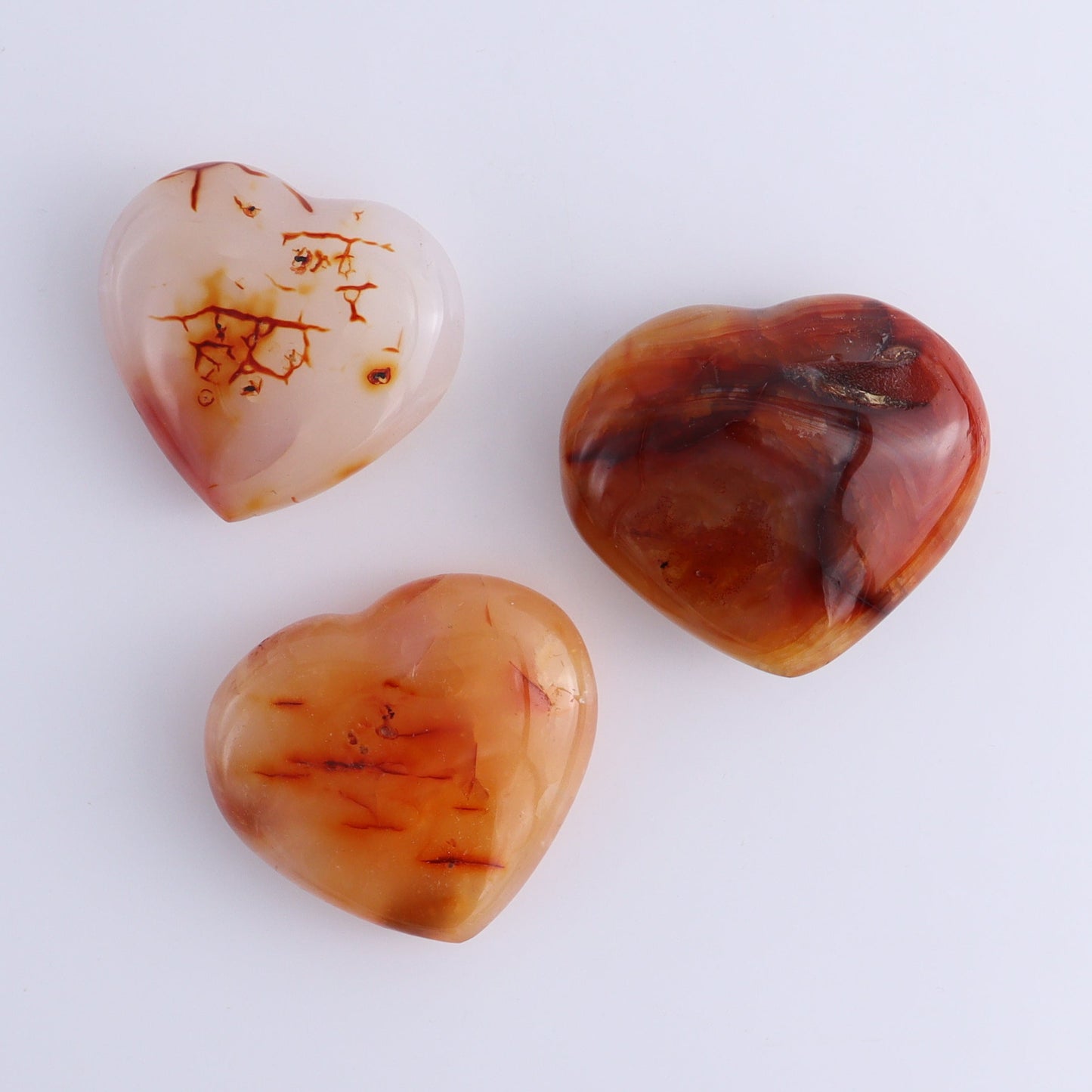 Carnelian Hearts Set of 12 - Expert Wholesale and Supplier of Wholesale Crystals & Bulk Gemstones, ["carnelian","Hearts","Madagascar"]