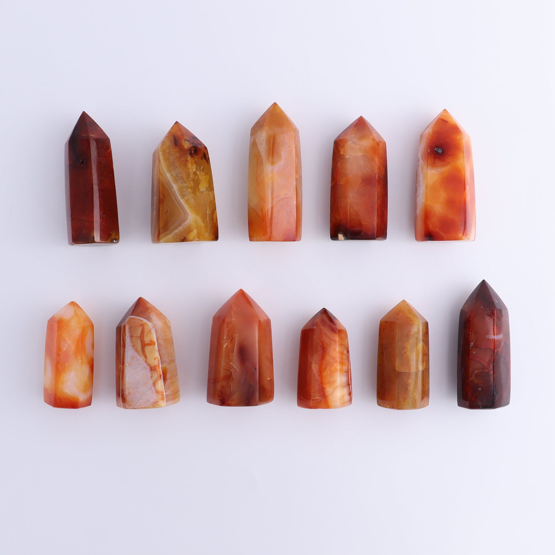 Carnelian Towers Set of 11 - Expert Wholesale and Supplier of Wholesale Crystals & Bulk Gemstones, ["carnelian","Madagascar","Towers"]