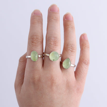 Prehnite Rings Set of 5 (Ring Holders Not Included) - Expert Wholesale and Supplier of Wholesale Crystals & Bulk Gemstones, ["Prehnite","Ring","rings","sterling silver"]