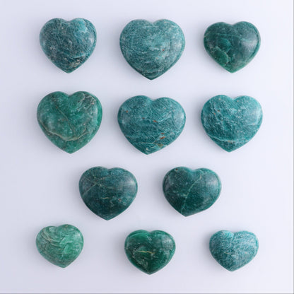 Amazonite Hearts Set of 11 - Expert Wholesale and Supplier of Wholesale Crystals & Bulk Gemstones, ["Amazonite","Hearts","Madagascar"]