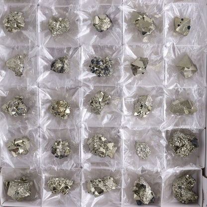 Octahedral Pyrite Clusters Set of 35 - Expert Wholesale and Supplier of Wholesale Crystals & Bulk Gemstones, ["Clusters","Octahedral Pyrite","Peru","Pyrite"]