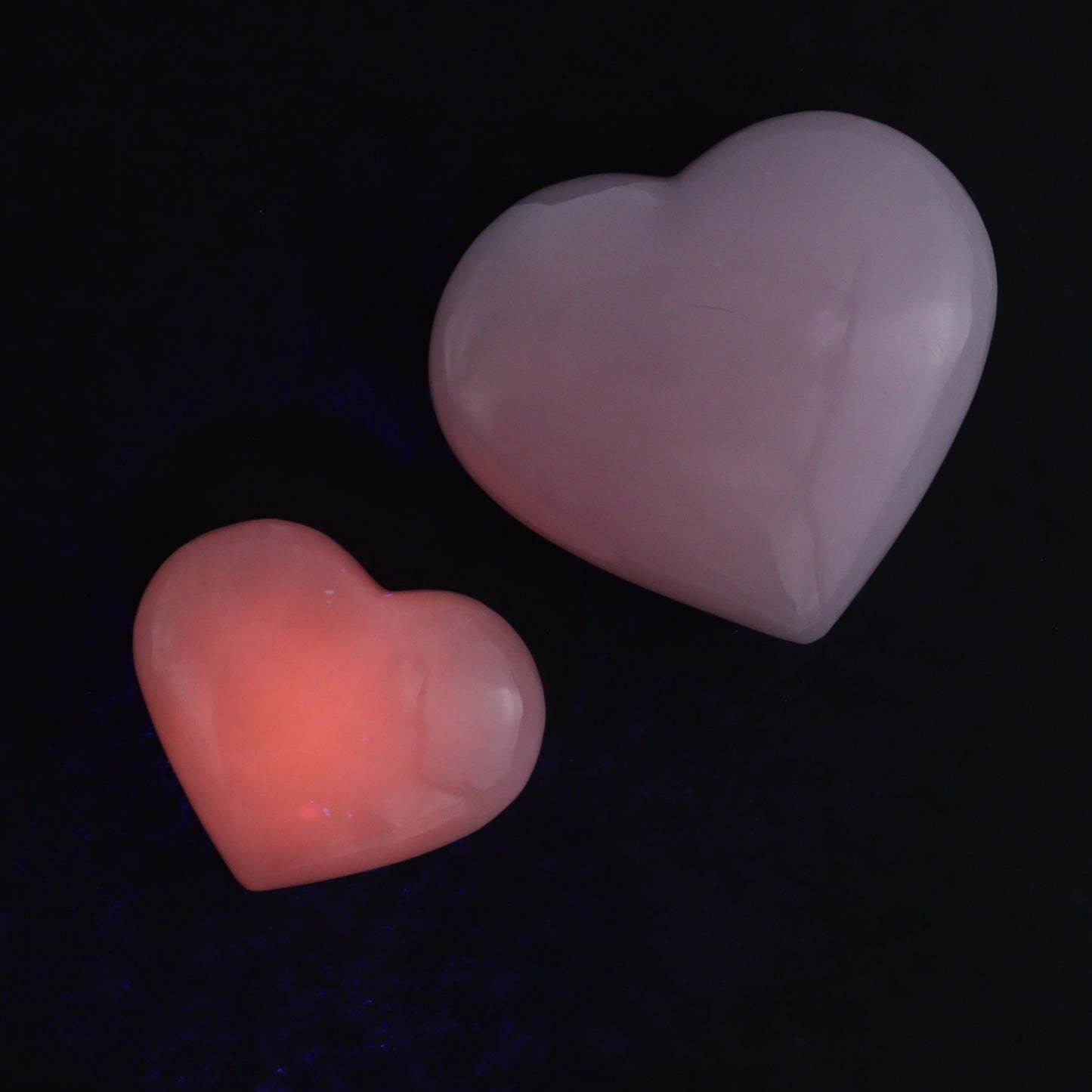 Pink Mangano Calcite Hearts Set of 6 - Expert Wholesale and Supplier of Wholesale Crystals & Bulk Gemstones, ["Calcite","Hearts","Madagascar","Pink Calcite"]