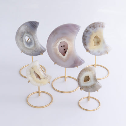 Agate Moons with Stand Set of 5 - Expert Wholesale and Supplier of Wholesale Crystals & Bulk Gemstones, ["Agate","Brazil","moons"]
