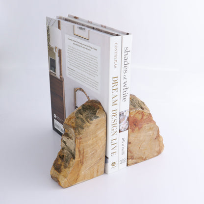 One Pair of Yellow/Brown Petrified Wood Bookends - Expert Wholesale and Supplier of Wholesale Crystals & Bulk Gemstones, ["Bookends","Indonesia","Petrified Wood"]