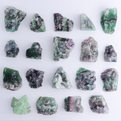 Fluorite Half Polished & Half Natural Set of 19 - Expert Wholesale and Supplier of Wholesale Crystals & Bulk Gemstones, ["China","Face Polished","Fluorite","Polished"]