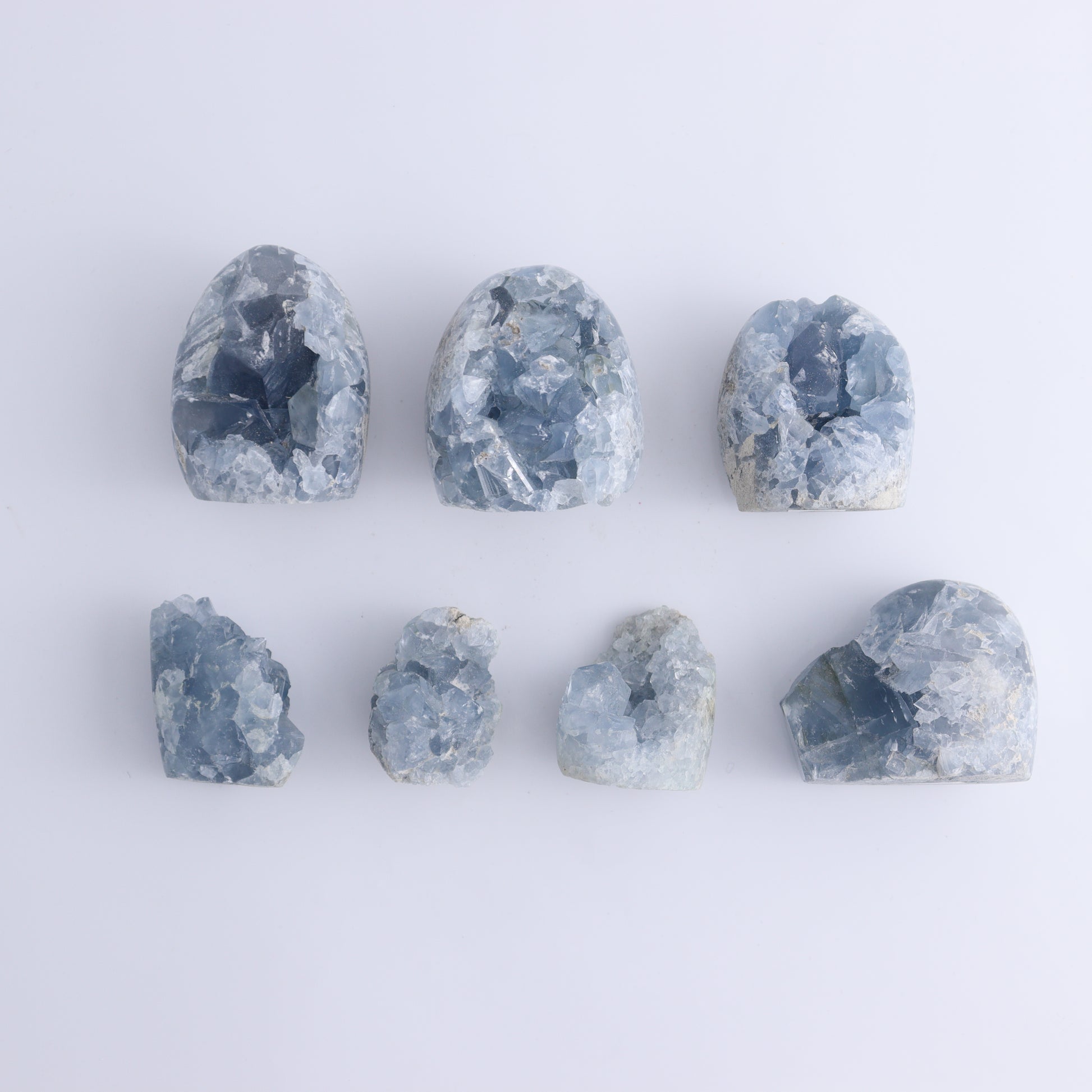 Celestite Set of 7 - Expert Wholesale and Supplier of Wholesale Crystals & Bulk Gemstones, ["Celestite","Freeform","Madagascar"]