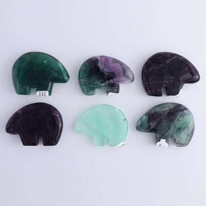 Fluorite Bears set of 6 - Expert Wholesale and Supplier of Wholesale Crystals & Bulk Gemstones, ["Bears","Fluorite","Indonesia","Zuni Bears"]